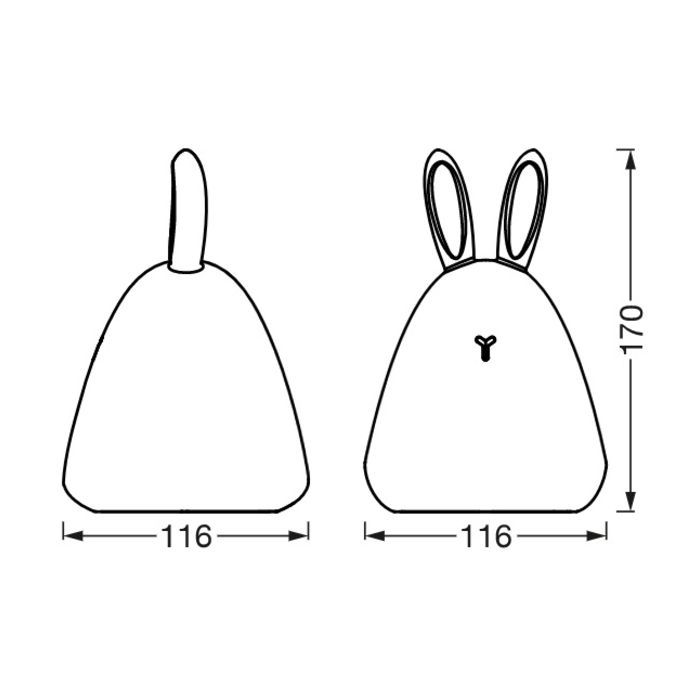 Ночник LEDVANCE NIGHTLUX TOUCH LED 2,5W Rabbit, micro-USB, RGBW (4058075602113) изображение 3