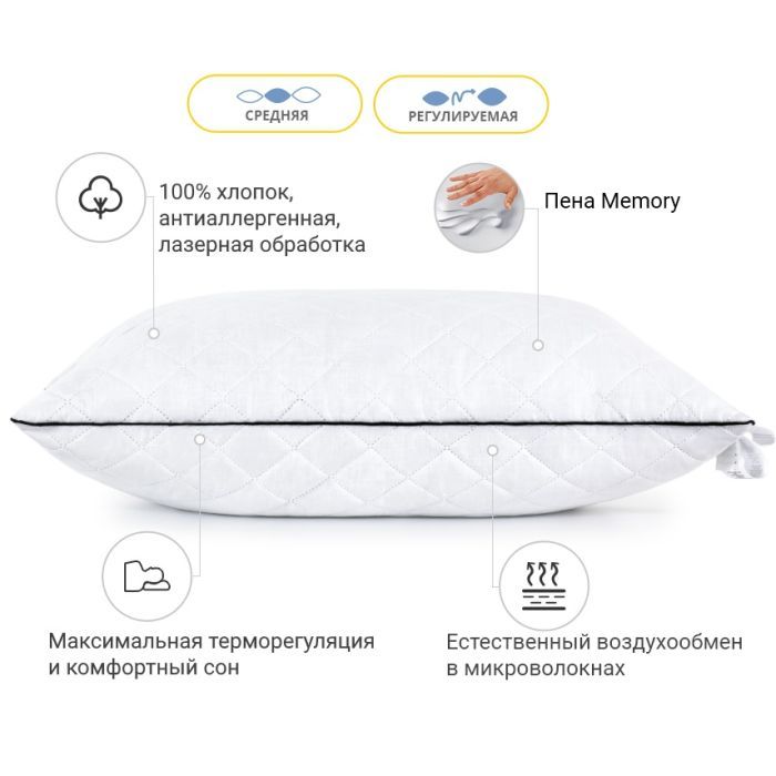 Подушка MirSon 1487 Royal Pearl memory effekt Средняя 45х45 см (2200003263428) изображение 3