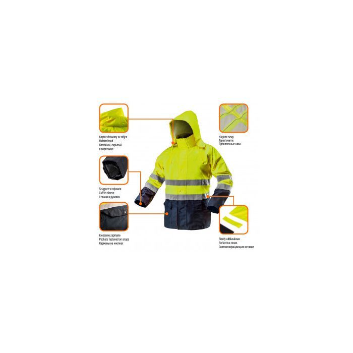 Куртка робоча Neo Tools підвищеної видимості, Oxford 300 D, жовта, р.XL (81-720-XL) зображення 2