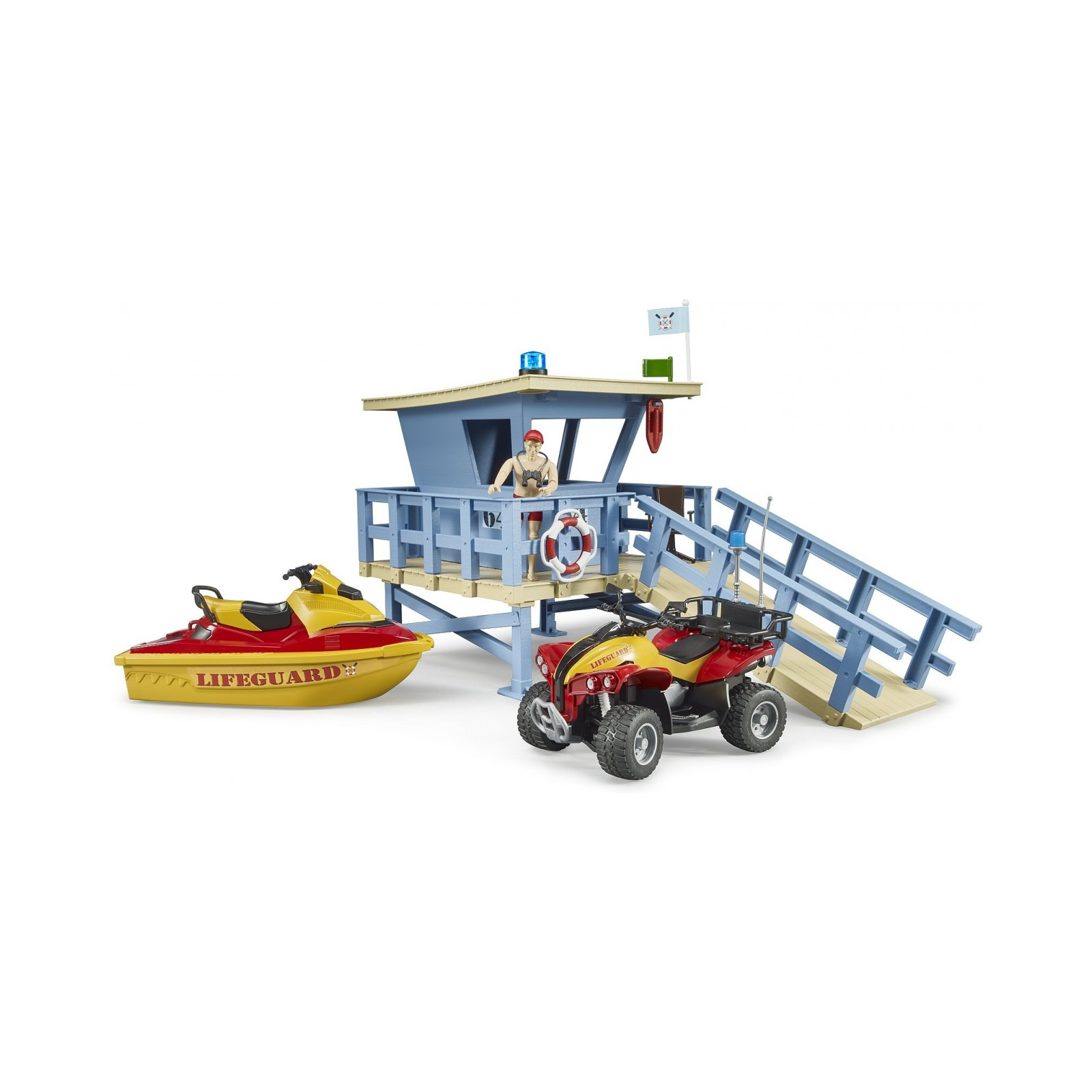 Игровой набор Bruder Спасательная водная станция с квадроциклом и скутером (62780)