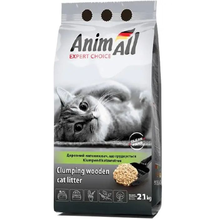 Наполнитель для туалета AnimAll Деревянный комковатый 2.1 кг (136622)