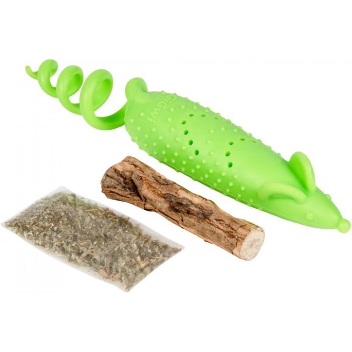 Игрушка для кошек GiGwi Refillable Catnip Мышь резиновая 16.5 см зеленая (2347) изображение 2