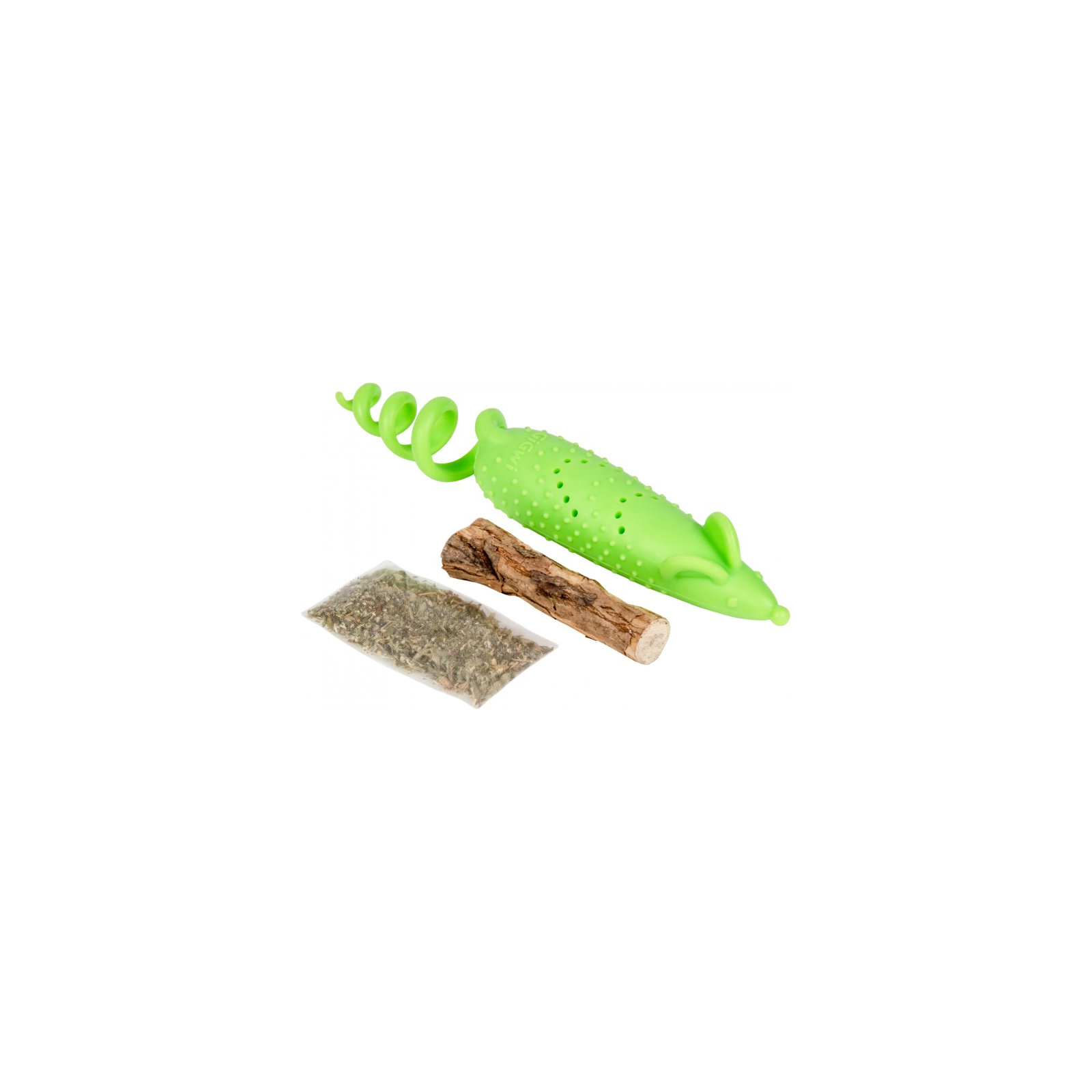 Іграшка для котів GiGwi Refillable Catnip Миша гумова 16.5 см зелена (2347) зображення 2
