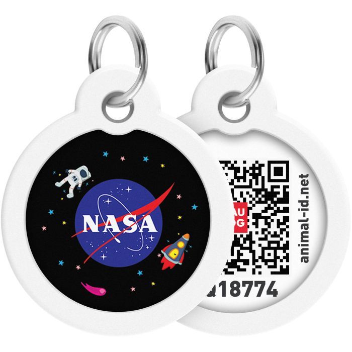 Адресник для животных WAUDOG Smart ID с QR-паспортом "NASA", круг 30 мм (230-0147)