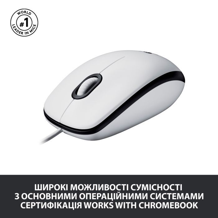 Мышка Logitech M100 USB White (910-006764) изображение 4