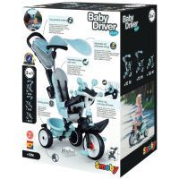 Детский велосипед Smoby Беби Драйвер с козырьком и багажником Голубовато-серый (741500) изображение 7