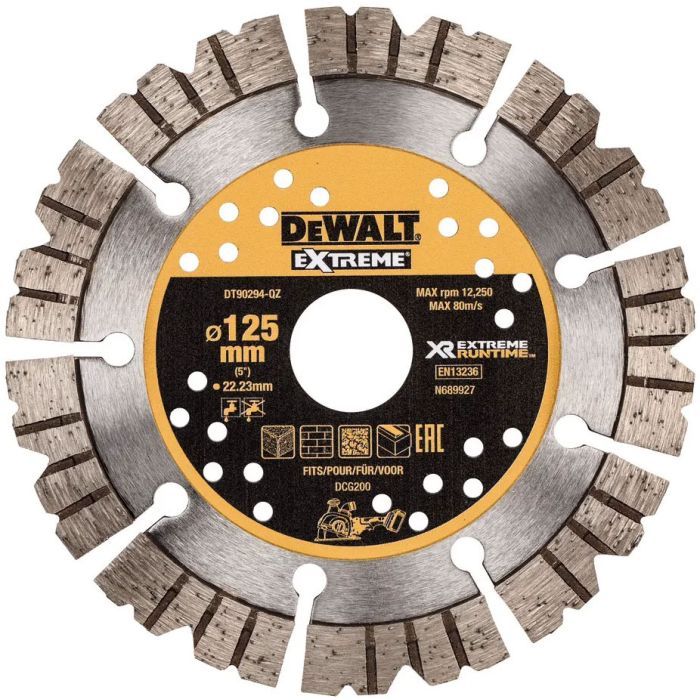 Диск пильный DeWALT алмазный EXTREME, бетон/кирпич, 125х3х22.22 мм (DT90294)
