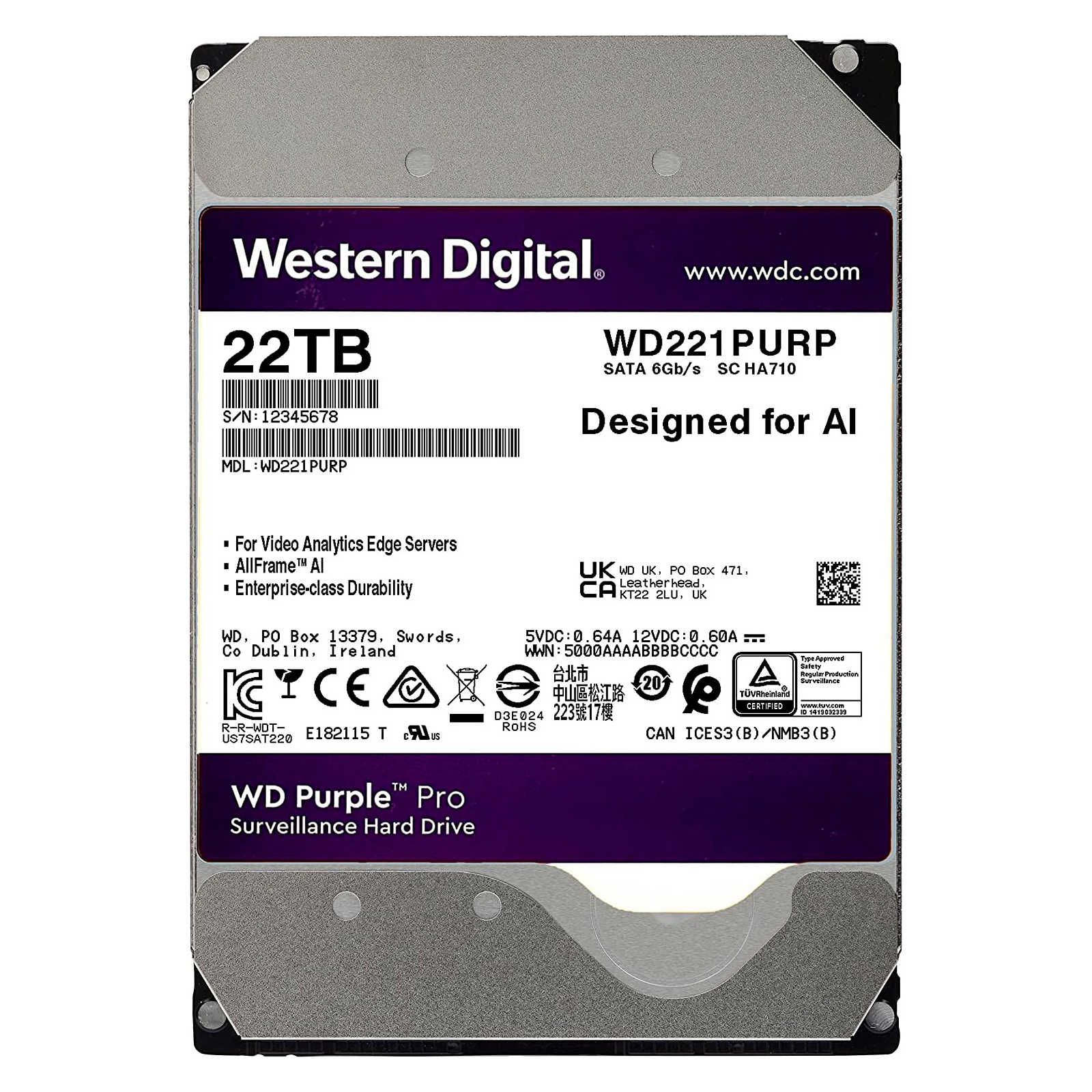 Жорсткий диск 3.5" 18TB WD (WD181PURP)