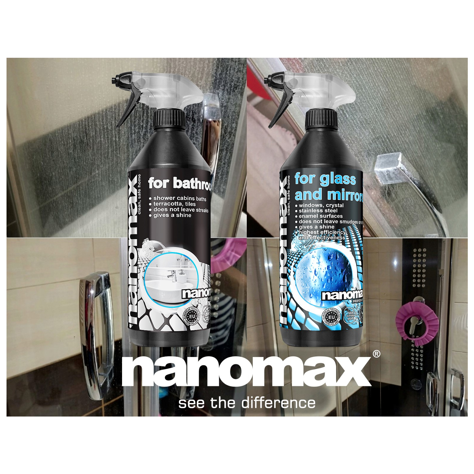 Спрей для чистки ванн Nanomax Pro для ванной комнаты и санузлов 1000 мл (5901549955194) изображение 2