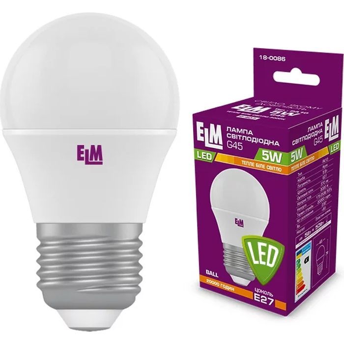 Лампочка ELM D45 5W PA10 E27 3000 (18-0086.)