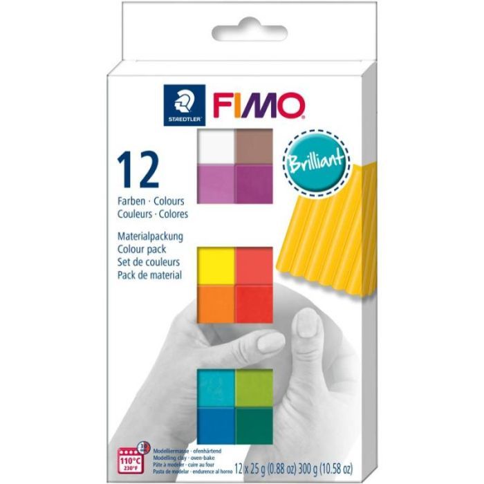 Пластика Fimo Brilliant Colours 12 кольорів 25 гр (4007817053416)