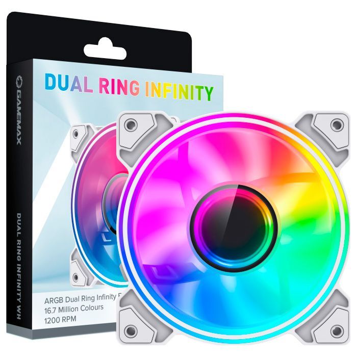 Кулер для корпуса Gamemax Dual Ring Infinity WH изображение 8