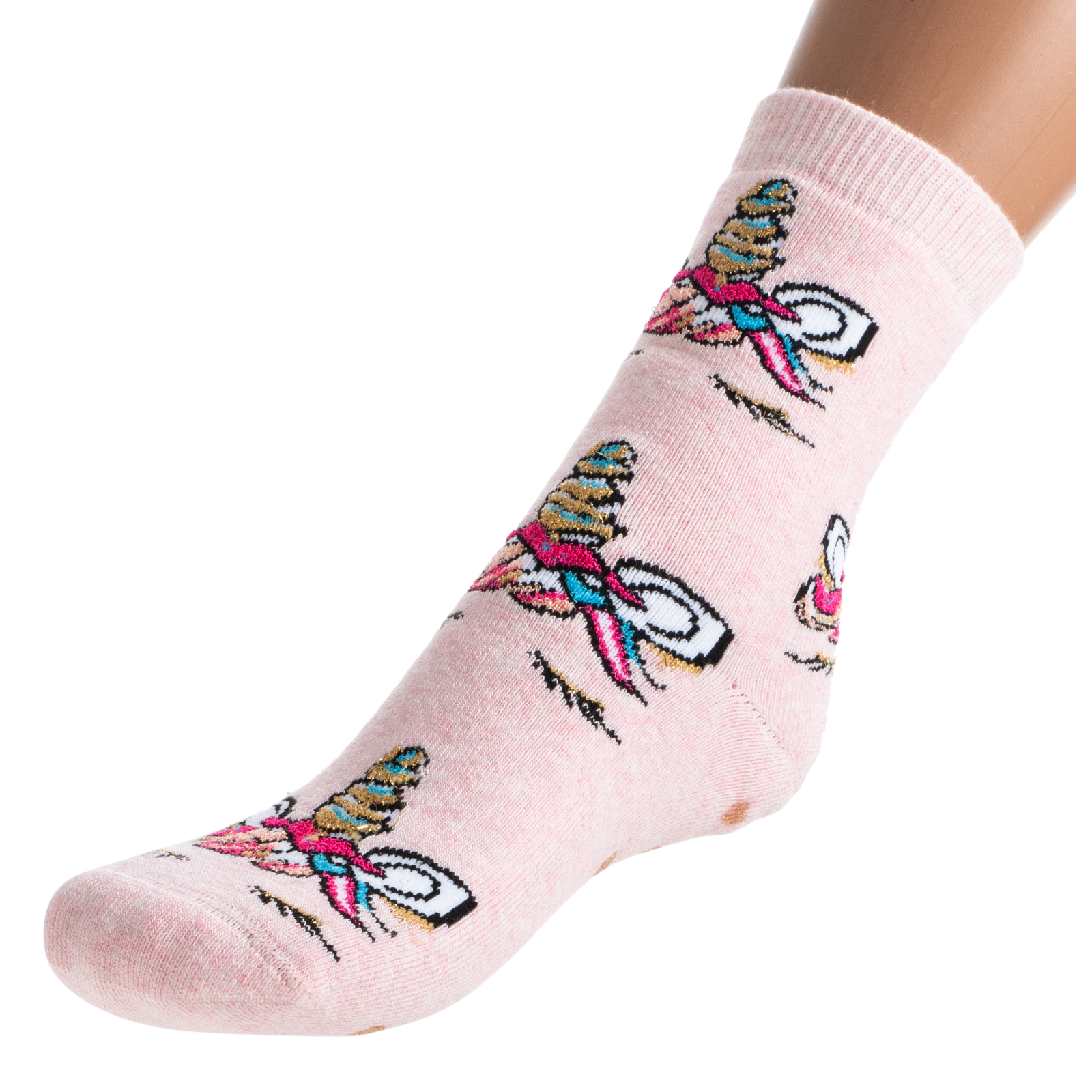 Шкарпетки дитячі Bross махрові з єдинорогом (9620-6-pink)