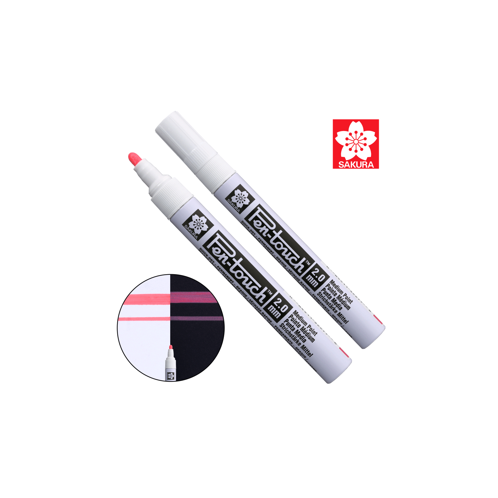 Маркер Sakura Pen-Touch Красный, флуоресцентный, средний (MEDIUM) 2.0мм (084511322776)