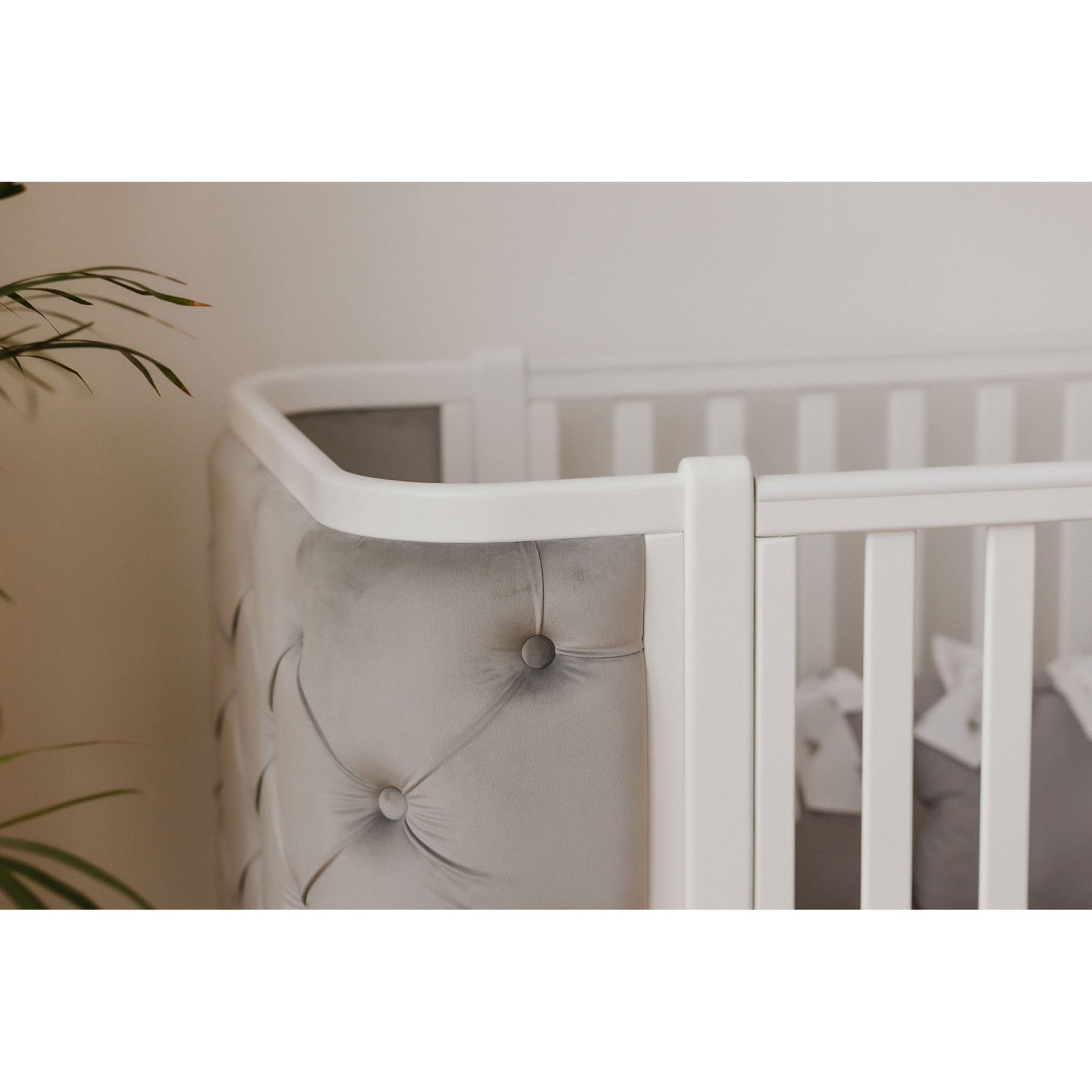 Кроватка Angelo Luna пуговицы бело-серое (велюр) 120х60 (12011) изображение 5