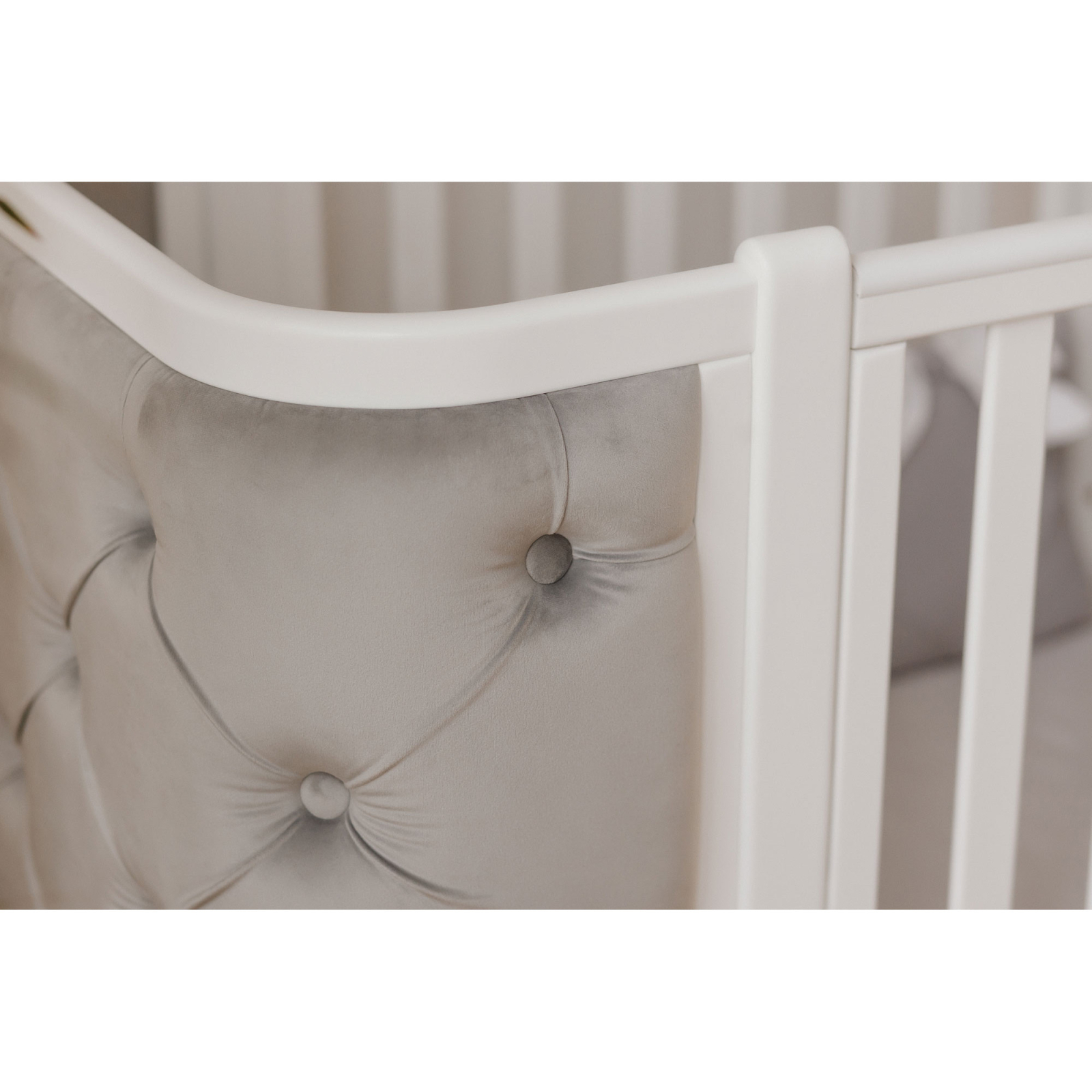 Кроватка Angelo Luna пуговицы бело-серое (велюр) 120х60 (12011) изображение 6