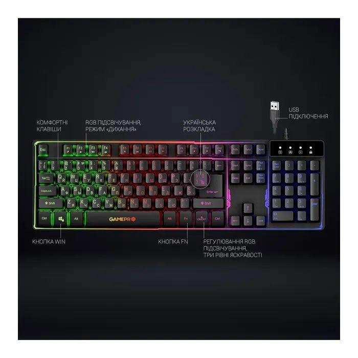 Клавиатура GamePro GK576 Nitro+ USB Black (GK576) изображение 6