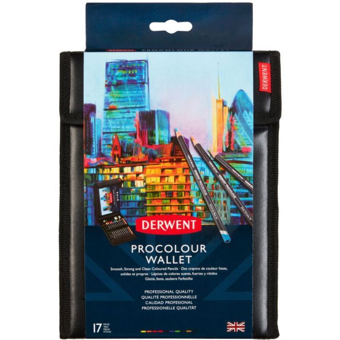 Художній набір Derwent Procolour Wallet у пеналі,(10 Procolour, 2 Graphic, Blender + accessories) (5028252517928)