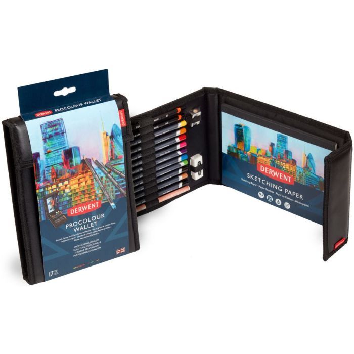 Художній набір Derwent Procolour Wallet у пеналі,(10 Procolour, 2 Graphic, Blender + accessories) (5028252517928) зображення 2