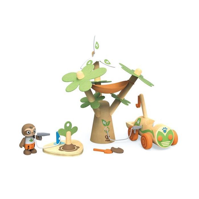 Игровой набор Hape деревянный электрокар для посадки деревьев (E3417)