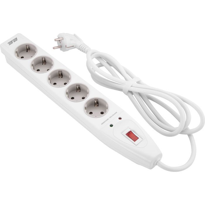 Сетевой фильтр питания 2E 5XSchuko, 3G*1.5мм, 2м, white (2E-SP515M2WH)