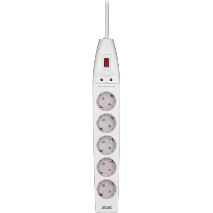 Сетевой фильтр питания 2E 5XSchuko, 3G*1.5мм, 2м, white (2E-SP515M2WH) изображение 2
