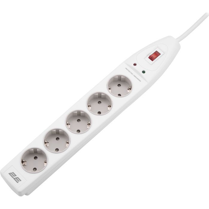 Сетевой фильтр питания 2E 5XSchuko, 3G*1.5мм, 2м, white (2E-SP515M2WH) изображение 3