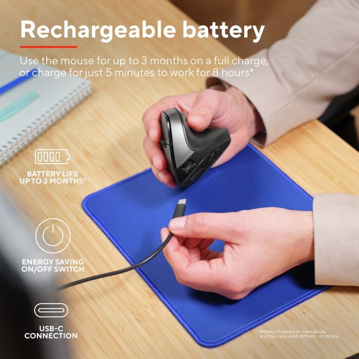 Мышка Trust Bayo 2 Ergonomic Wireless/USB-A Black (25145) изображение 10