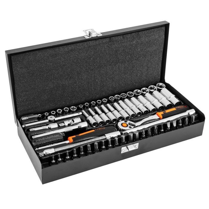 Набір інструментів Neo Tools 63шт, 1/4", CrV, металевий кейс (10-008) зображення 2