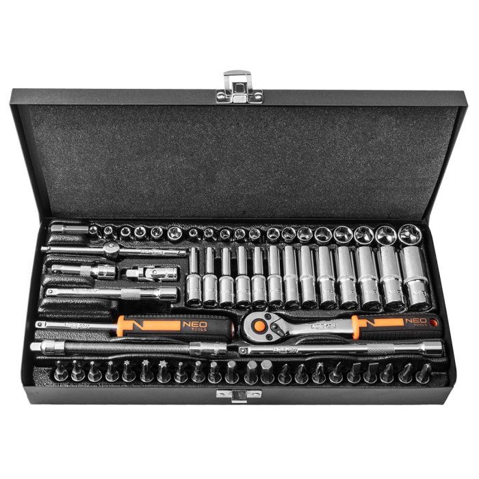 Набір інструментів Neo Tools 63шт, 1/4", CrV, металевий кейс (10-008) зображення 5