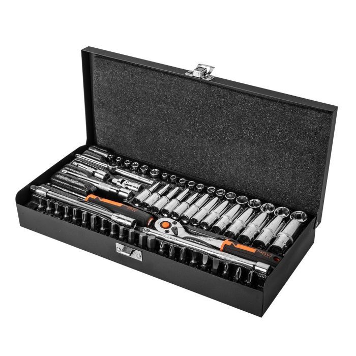 Набір інструментів Neo Tools 63шт, 1/4", CrV, металевий кейс (10-008) зображення 6
