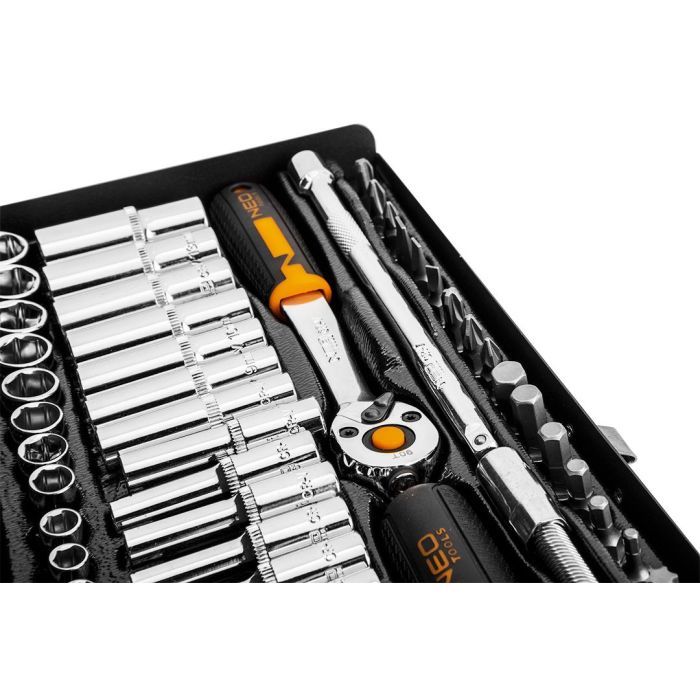 Набір інструментів Neo Tools 63шт, 1/4", CrV, металевий кейс (10-008) зображення 7