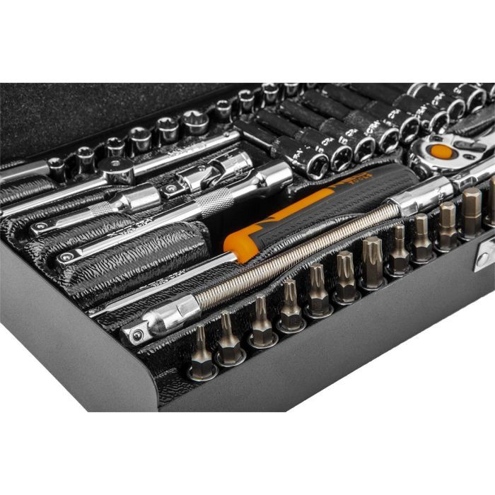 Набір інструментів Neo Tools 63шт, 1/4", CrV, металевий кейс (10-008) зображення 9