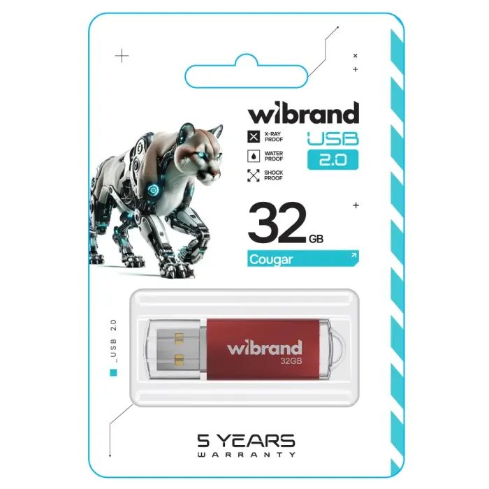USB флеш накопичувач Wibrand 32GB Cougar Black USB 2.0 (WI2.0/CU32P1B) зображення 2