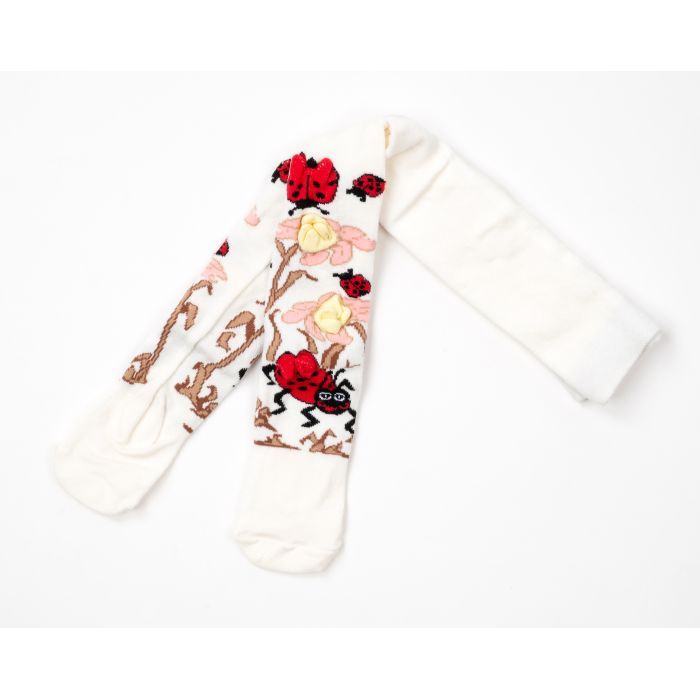 Колготки дитячі BNM з квітами (M0C0303-0409-0G-cream) зображення 2