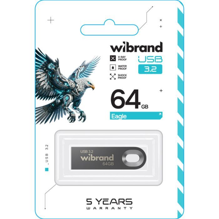 USB флеш накопитель Wibrand 64GB Eagle Grey USB 3.2 (WI3.2/EA64U10G) изображение 2
