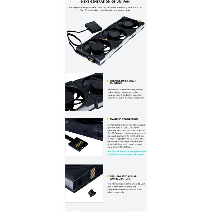 Кулер до корпусу Lian Li Reverse TL LCD 140-1, Black (G99.14RTLLCD1B.00) зображення 10