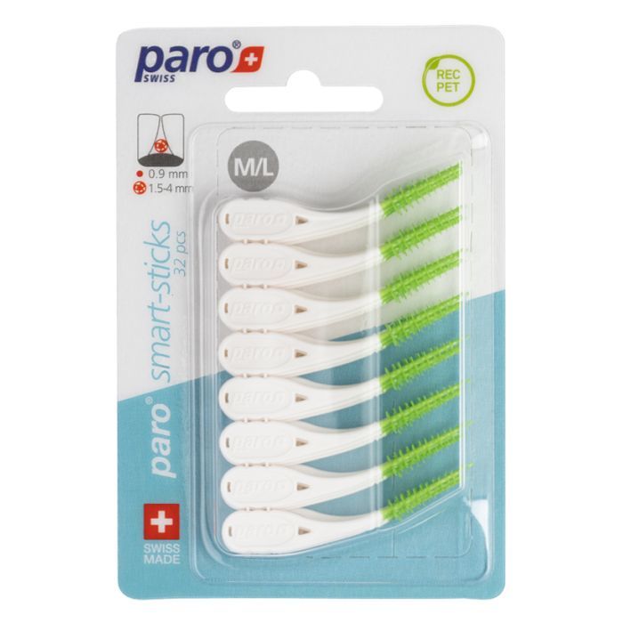 Щетки для межзубных промежутков Paro Swiss Smart-sticks Безметаллические Размер M/L 32 шт. (7610458010662) изображение 2