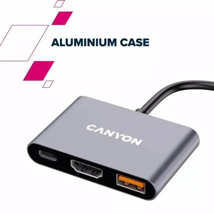 Концентратор Canyon hub DS-4 3in1 USB-C Grey (CNS-TDS4) изображение 10