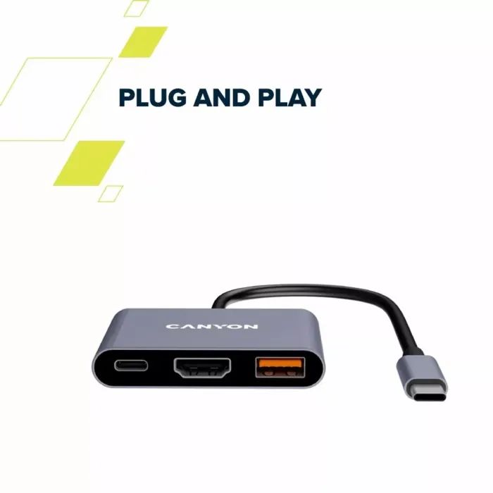 Концентратор Canyon hub DS-4 3in1 USB-C Grey (CNS-TDS4) изображение 12