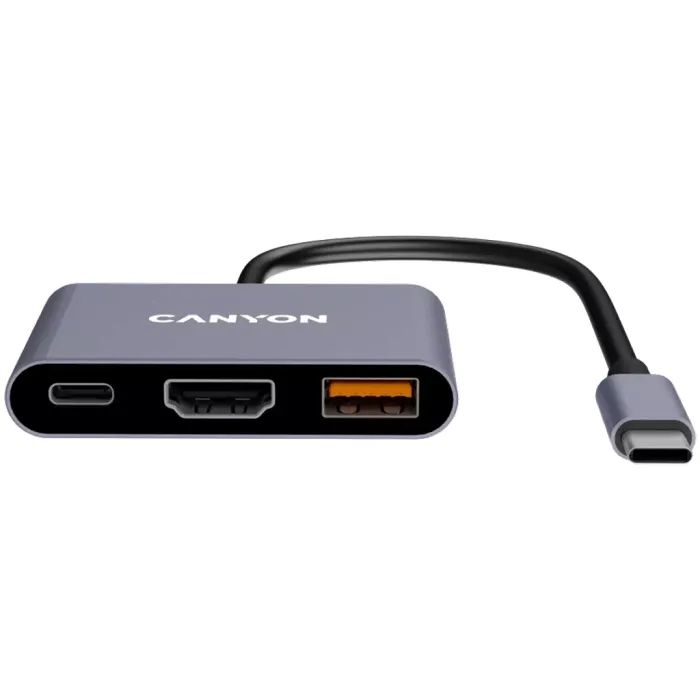 Концентратор Canyon hub DS-4 3in1 USB-C Grey (CNS-TDS4) изображение 2