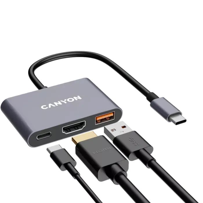 Концентратор Canyon hub DS-4 3in1 USB-C Grey (CNS-TDS4) изображение 5
