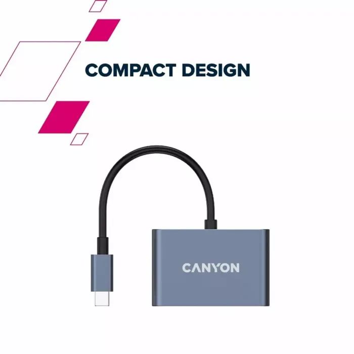 Концентратор Canyon hub DS-4 3in1 USB-C Grey (CNS-TDS4) изображение 8