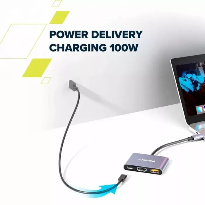 Концентратор Canyon hub DS-4 3in1 USB-C Grey (CNS-TDS4) изображение 9