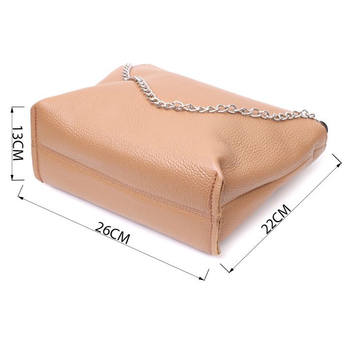 Сумка Grande Pelle Из натуральной кожи Бежевая (11696) изображение 5