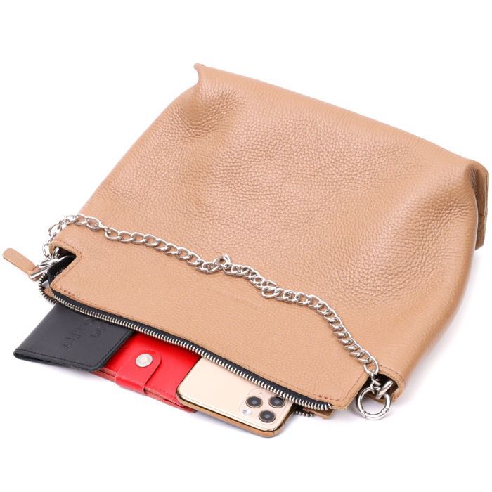 Сумка Grande Pelle Из натуральной кожи Бежевая (11696) изображение 9