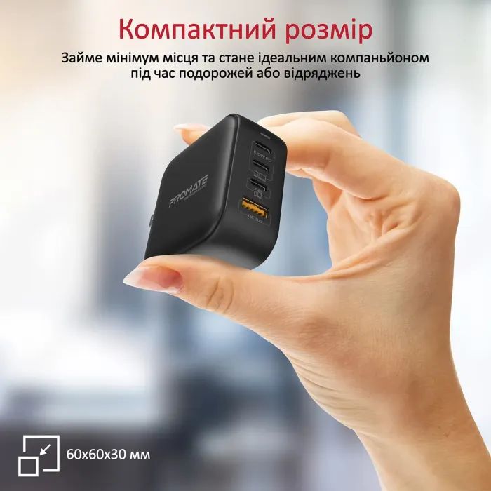 Зарядний пристрій Promate ganport4-100pd.black зображення 7
