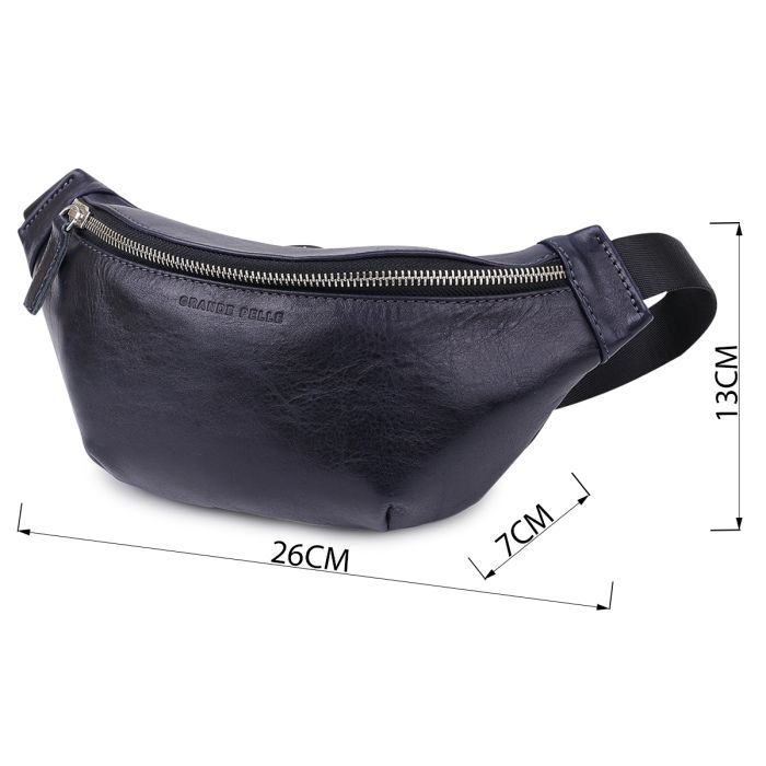 Сумка Grande Pelle Кожаная бананка унисекс Синяя (11569) изображение 3