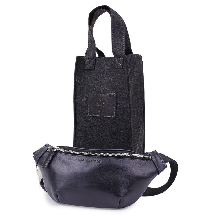Сумка Grande Pelle Кожаная бананка унисекс Синяя (11569) изображение 7