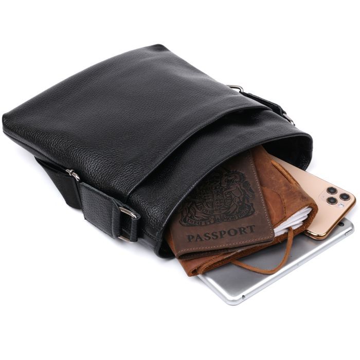 Сумка Shvigel Кожаная через плечо Черная (11603) изображение 6